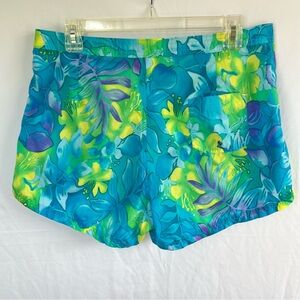 Vintage 90's Catalina Blue & Green Tropical Print Surf/Swim Shorts Women's Sz L